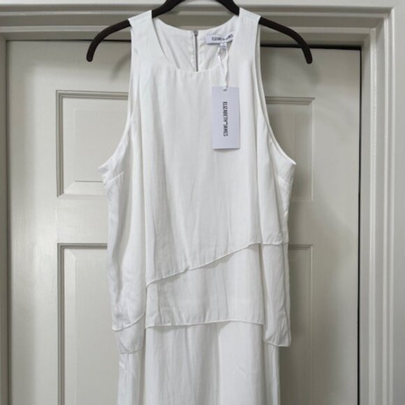 Elizabeth and James NWT White Layered Asymetrical Mini Dress L - Picture 1 of 6